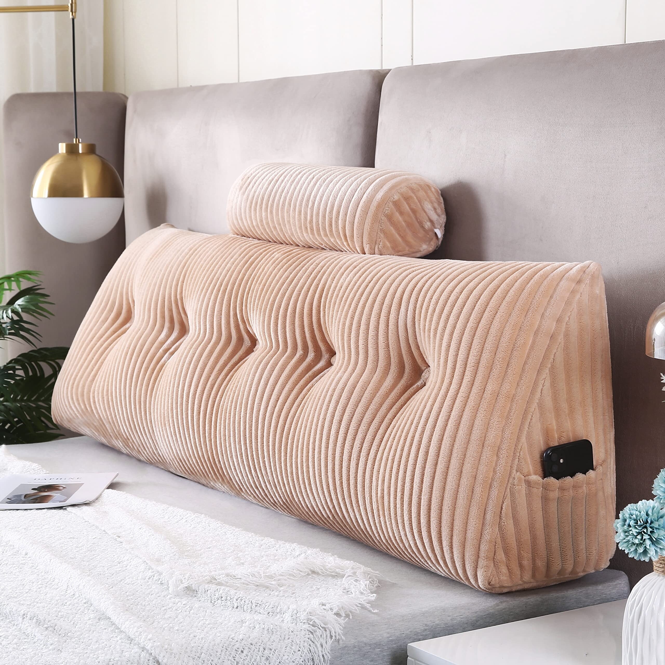 Wedge Headboard Pillows Head Roll Pillow Bed Wedge Pillow for Headboard Large Bolster Creme Bed Bath Beyond 40040563